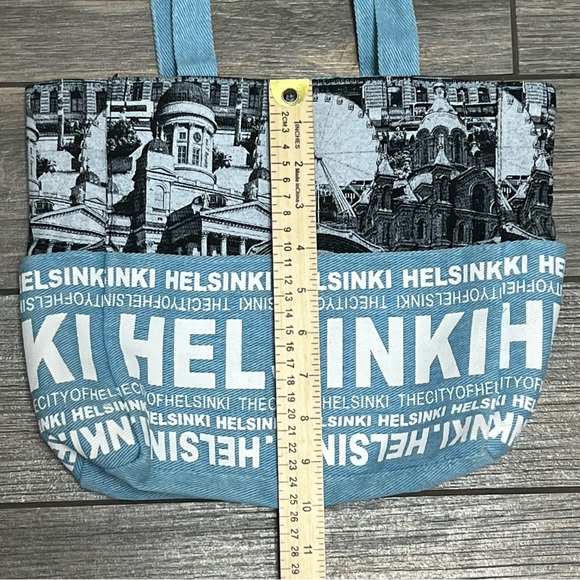 NWT Robin Ruth Helsinki Finland Tote Travel Bag Purse Blue Black Zip Closure - Picture 13 of 15